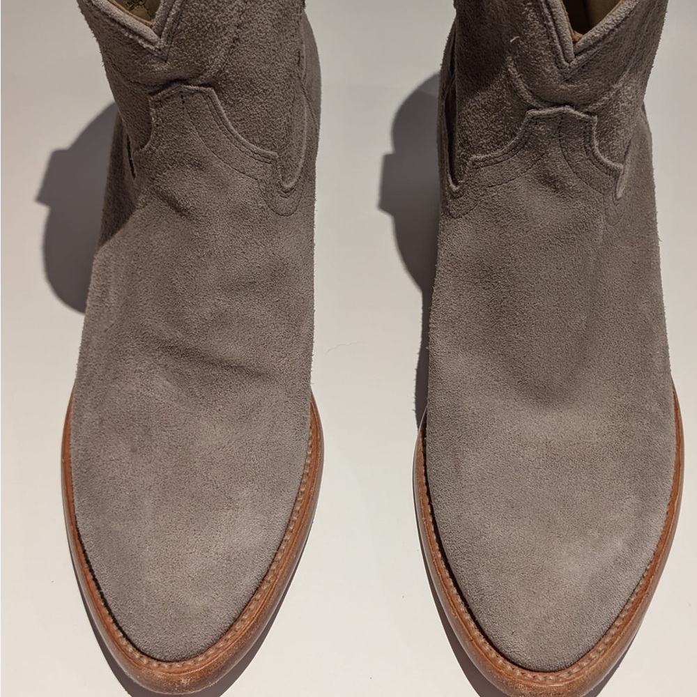 Tecovas Gray-Taupe Suede Short Western Booties - Picture 2 of 7